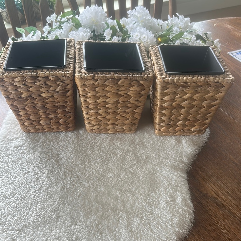 Woven Basket Planters - Set of 3